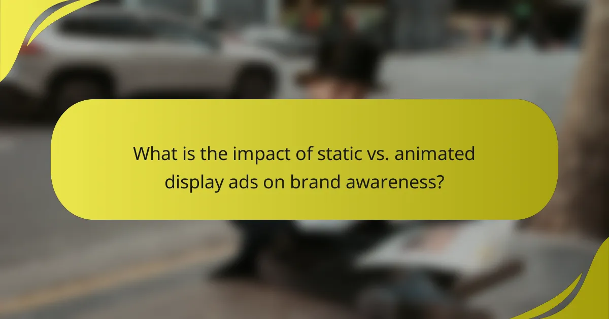 What is the impact of static vs. animated display ads on brand awareness?